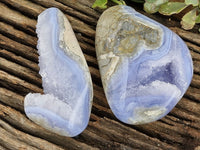 Polished Blue Lace Agate Geode Specimens  x 2 From Nsanje, Malawi - Toprock Gemstones and Minerals 