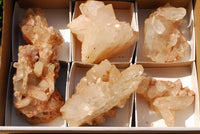 Natural Optic Tangerine Hue Quartz Crystal Clusters x 6 From Zambia - TopRock