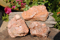 Natural Quartz Crystal Clusters x 3 From Zambia - TopRock