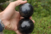 Polished Blue Water Sapphire Spheres x 2 From Madagascar - TopRock