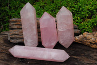 Polished Gemmy Double Terminated Rose Quartz Crystals x 4 From Ambatondrazaka, Madagascar - TopRock