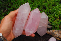 Polished Gemmy Double Terminated Rose Quartz Crystals x 4 From Ambatondrazaka, Madagascar - TopRock