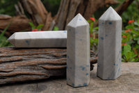 Polished Blue Spinel Quartz Crystal Points x 3 From Madagascar - TopRock