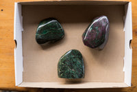 Polished Rare Fluorescent Green Verdite Ruby Corundum Free Forms  x 3 From Zimbabwe - TopRock