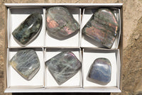 Polished Rare Purple Sunset Labradorite Standing Free Forms  x 6 From Sakoany, Madagascar - TopRock