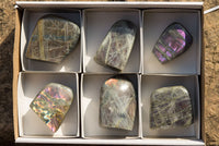 Polished Rare Purple Sunset Labradorite Standing Free Forms  x 6 From Sakoany, Madagascar - TopRock