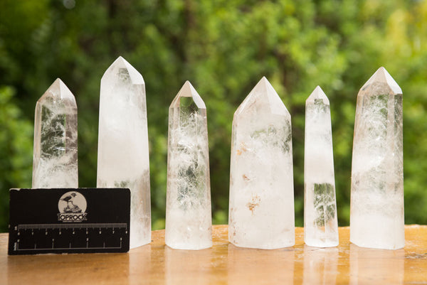 Polished Clear Quartz Crystal Points x 6 From Madagascar - TopRock