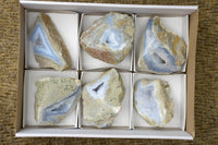 Polished One Side Polished Blue Lace Agate Geodes  x 6 From Malawi - TopRock