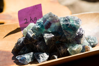 Natural Selected Cobbed Small Watermelon Fluorite Pieces - sold per 2 Kg - From Uis, Namibia - TopRock