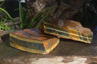 Natural Golden Blue Tigers Eye Specimens  x 2 From Prieska, South Africa - TopRock