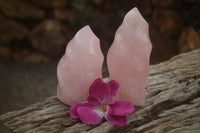 Polished Gemmy Pink Rose Quartz Flames  x 2 From Ambatondrazaka, Madagascar - TopRock