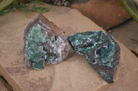 Natural Drusy Coated Ball  Malachite On Dolomite Specimens x 2 From Likasi, Congo