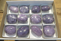 Polished Purple Lepidolite Palm Stones  x 12 From Zimbabwe