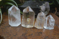 Polished Golden Limonite Veiled Clear Quartz Points  x 4 From Madagascar - TopRock