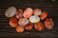 Polished  Carnelian Agate Palm Stones  x 12 From Madagascar