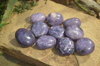 Polished Purple Lepidolite Palm Stones  x 12 From Zimbabwe