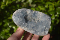 Polished Blue Celestite Standing Free Forms  x 2 From Madagascar - Toprock Gemstones and Minerals 