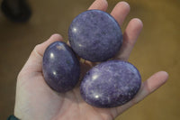 Polished Purple Lepidolite Palm Stones  x 12 From Zimbabwe