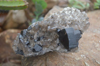 Natural Schorl Black Tourmaline & Smokey Quartz Specimens x 2 From Erongo Mountains, Namibia - TopRock