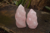 Polished Gemmy Pink Rose Quartz Flames  x 2 From Ambatondrazaka, Madagascar - TopRock