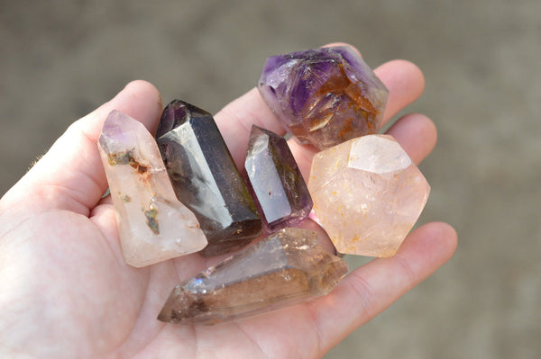 Polished Small Smokey Window Amethyst Points  x 24 From Ankazobe, Madagascar - TopRock