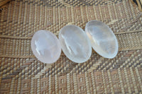 Polished Selection Of Rose Girasol Pearl Opal Quartz Palm Stones x 12 From Madagascar - TopRock