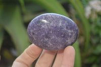 Polished Purple Lepidolite Palm Stones  x 12 From Zimbabwe