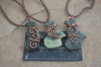 Polished Copper Wire Wrapped Leopard Stone Eagle Pendants  x 6 From Zimbabwe