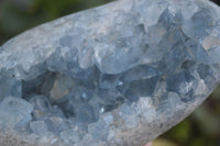 Polished Blue Celestite Standing Free Forms  x 2 From Madagascar - Toprock Gemstones and Minerals 