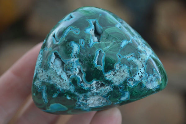 Polished Malacholla (Malachite & Chrysocolla) Free Forms  x 6 From Kulukuluku, Congo - Toprock Gemstones and Minerals 