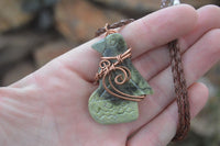 Polished Copper Wire Wrapped Leopard Stone Eagle Pendants  x 6 From Zimbabwe