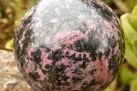 Polished Extra Large Pink & Black Rhodonite Sphere & Custom Metal Stand  x 2 From Madagascar - TopRock