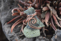 Polished Copper Wire Wrapped Leopard Stone Eagle Pendants  x 6 From Zimbabwe