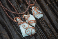 Polished Copper Wire Wrapped Blue Smithsonite Jewellery Pendants x 6 From Southern Africa - Toprock Gemstones and Minerals 