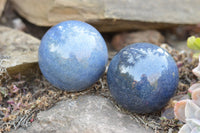 Polished Solid Blue Stunning Lazulite Spheres  x 4 From Ambatfinhandrana, Madagascar - TopRock