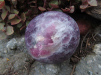 Polished Lithium Mica, Purple Lepidolite (some with Rubellite inclusions) Gallets / Palm Stones - sold per kg - From Madagascar - TopRock