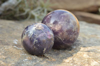 Polished Purple Mica Lepidolite Spheres  x 4 From Madagascar - TopRock