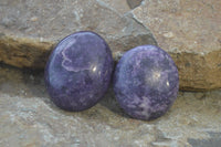 Polished Purple Lepidolite Palm Stones  x 12 From Zimbabwe