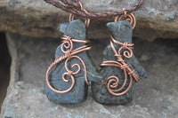 Polished Copper Wire Wrapped Leopard Stone Eagle Pendants  x 6 From Zimbabwe