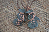 Polished Copper Wire Wrapped Leopard Stone Eagle Pendants  x 6 From Zimbabwe