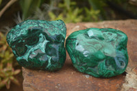 Polished Malachite Free Forms With Stunning Flower & Banding Patterns x 3 From Congo - TopRock