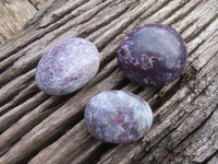 Polished Lithium Mica, Purple Lepidolite (some with Rubellite inclusions) Gallets / Palm Stones - sold per kg - From Madagascar - TopRock