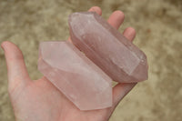 Polished Super Gemmy Double Terminated Rose Quartz Point x 6 From Madagascar - TopRock