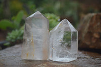 Polished Golden Limonite Veiled Clear Quartz Points  x 4 From Madagascar - TopRock