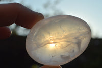 Polished Selection Of Rose Girasol Pearl Opal Quartz Palm Stones x 12 From Madagascar - TopRock