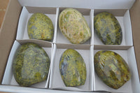 Polished Green Opal Standing Free Forms  x 6 From Madagascar