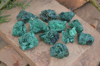 Natural Chatoyant Silky Malachite Specimens  x 12 From Kasompe, Congo