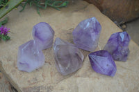 Polished Window Amethyst Quartz Points x 6 From Ankazobe, Madagascar