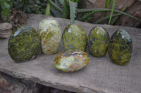 Polished Green Opal Standing Free Forms  x 6 From Madagascar