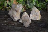 Natural Cascading Smokey Quartz Clusters x 3 From Luena, Congo